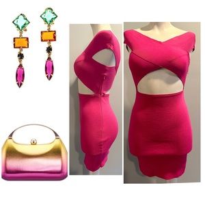 PINK TONE CUT IUT SEXY DRESS